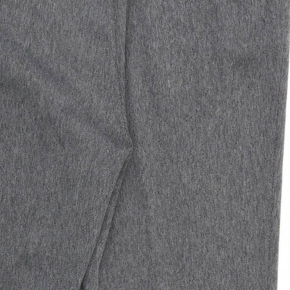 Marks and Spencer Womens Green Herringbone  Trousers  Size 18 L25 in