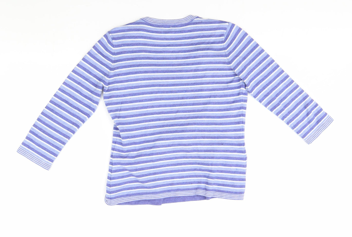 M&Co Womens Blue Striped  Cardigan Jumper Size S