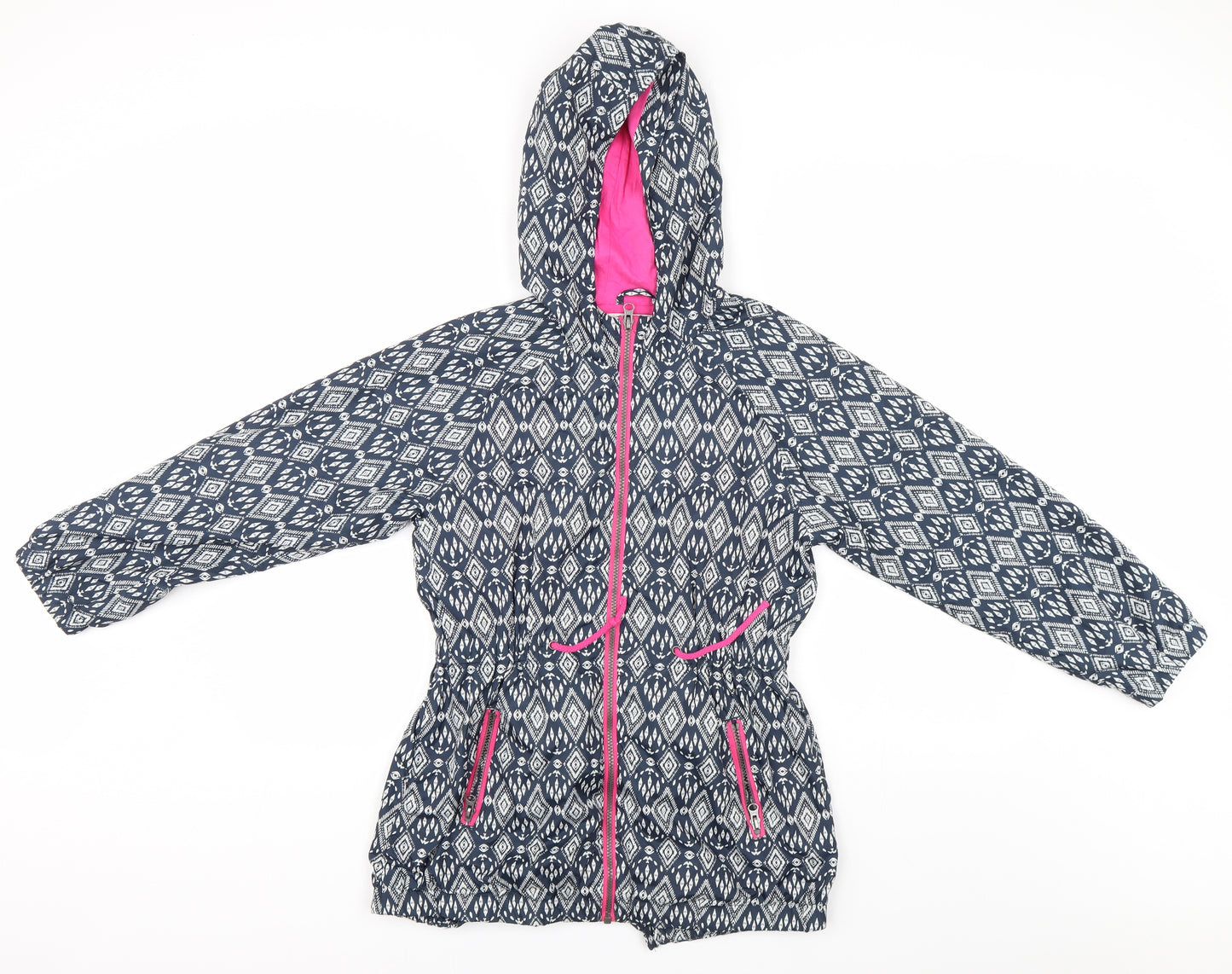 Matalan Girls Grey Argyle/Diamond  Parka Coat Size 11-12 Years