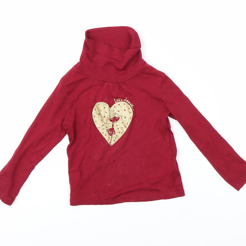 vert baudet Girls Red   Basic T-Shirt Size 4 Years  - lets dance