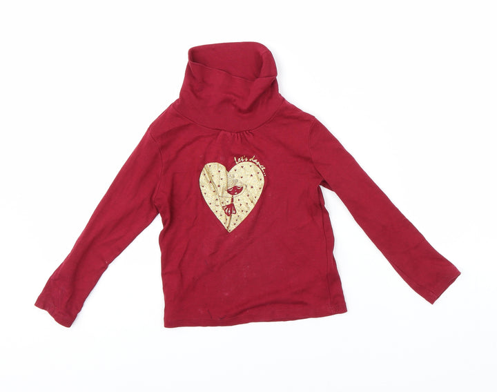 vert baudet Girls Red Basic T-Shirt Size 4 Years - lets dance