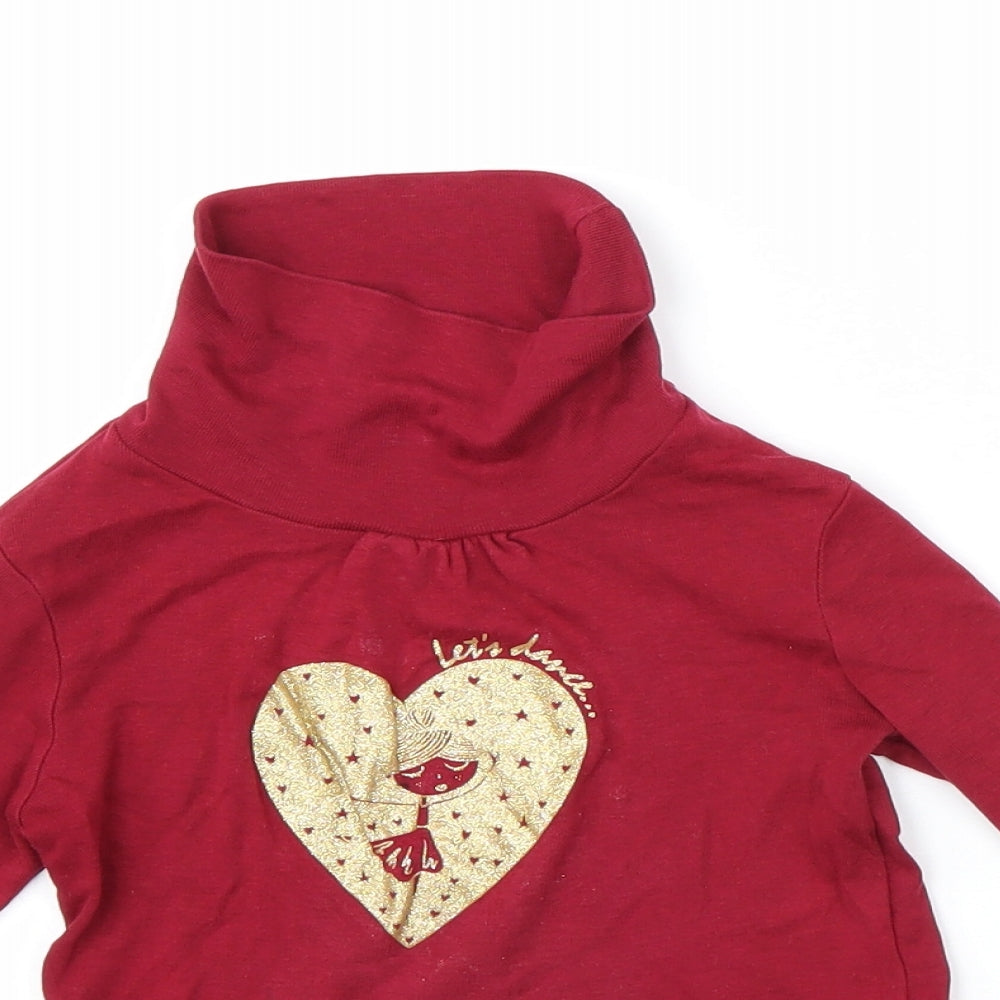 vert baudet Girls Red   Basic T-Shirt Size 4 Years  - lets dance