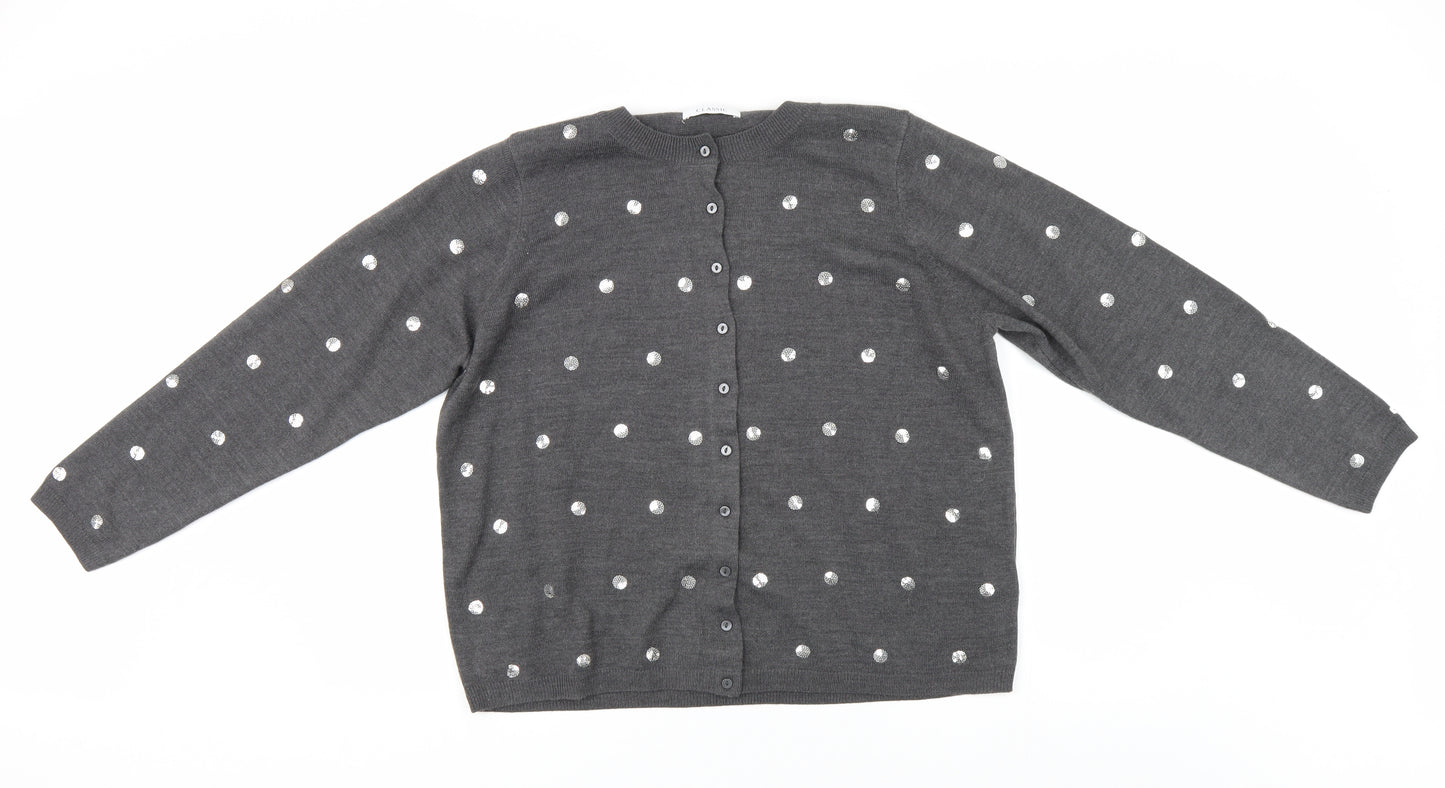M&S Womens Grey   Cardigan Jumper Size 16