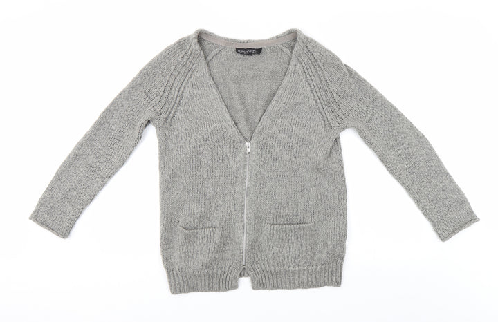 Topshop Womens Grey Full Zip Jumper Size 8