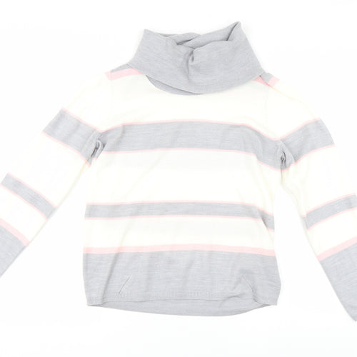M&S Womens Grey Striped  Pullover Jumper Size 12