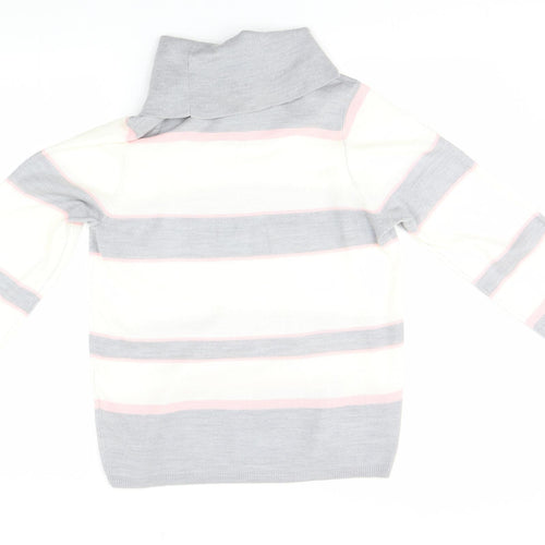 M&S Womens Grey Striped  Pullover Jumper Size 12