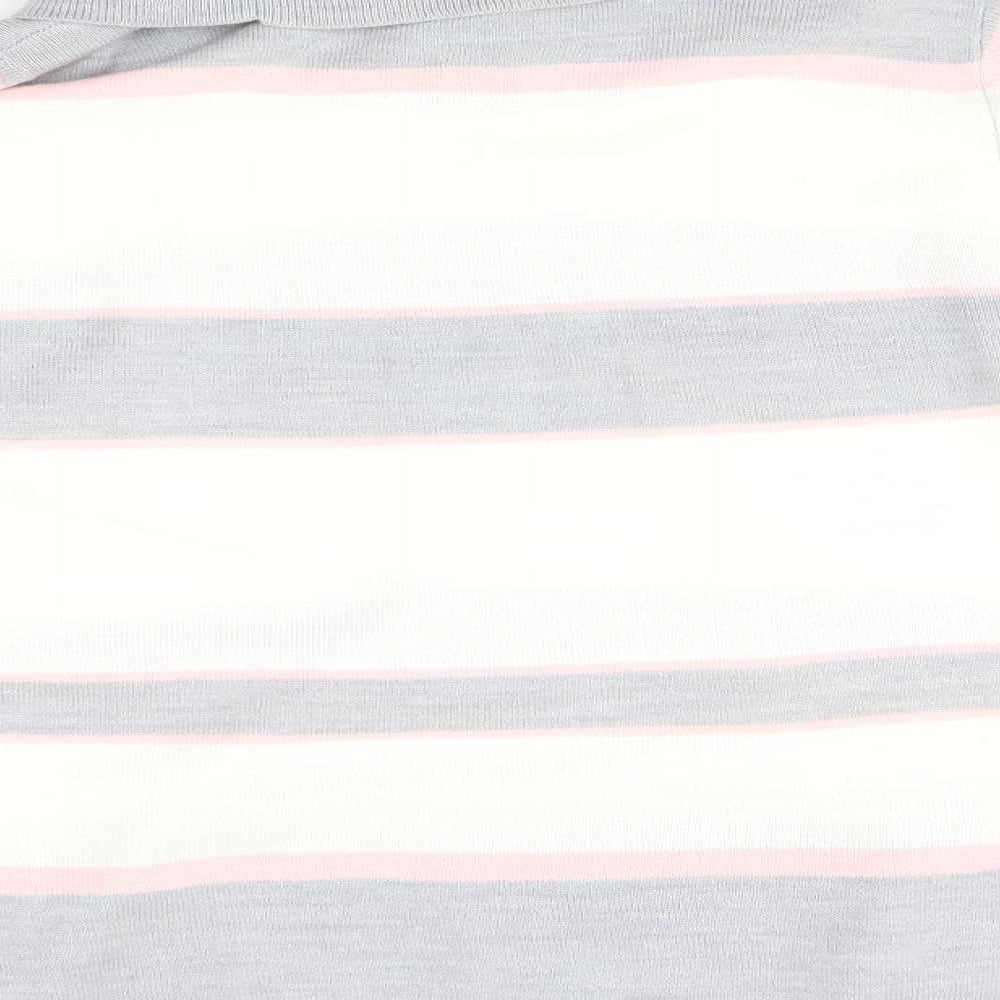M&S Womens Grey Striped  Pullover Jumper Size 12