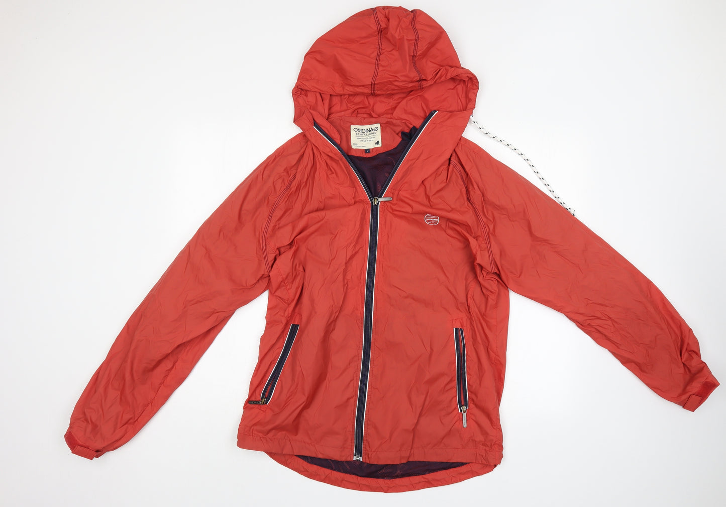 JACK & JONES Mens Orange   Rain Coat Jacket Size L