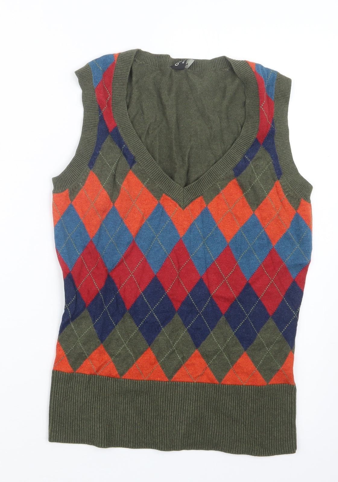 Oasis Womens Green Argyle/Diamond Knit Pullover Jumper Size 10