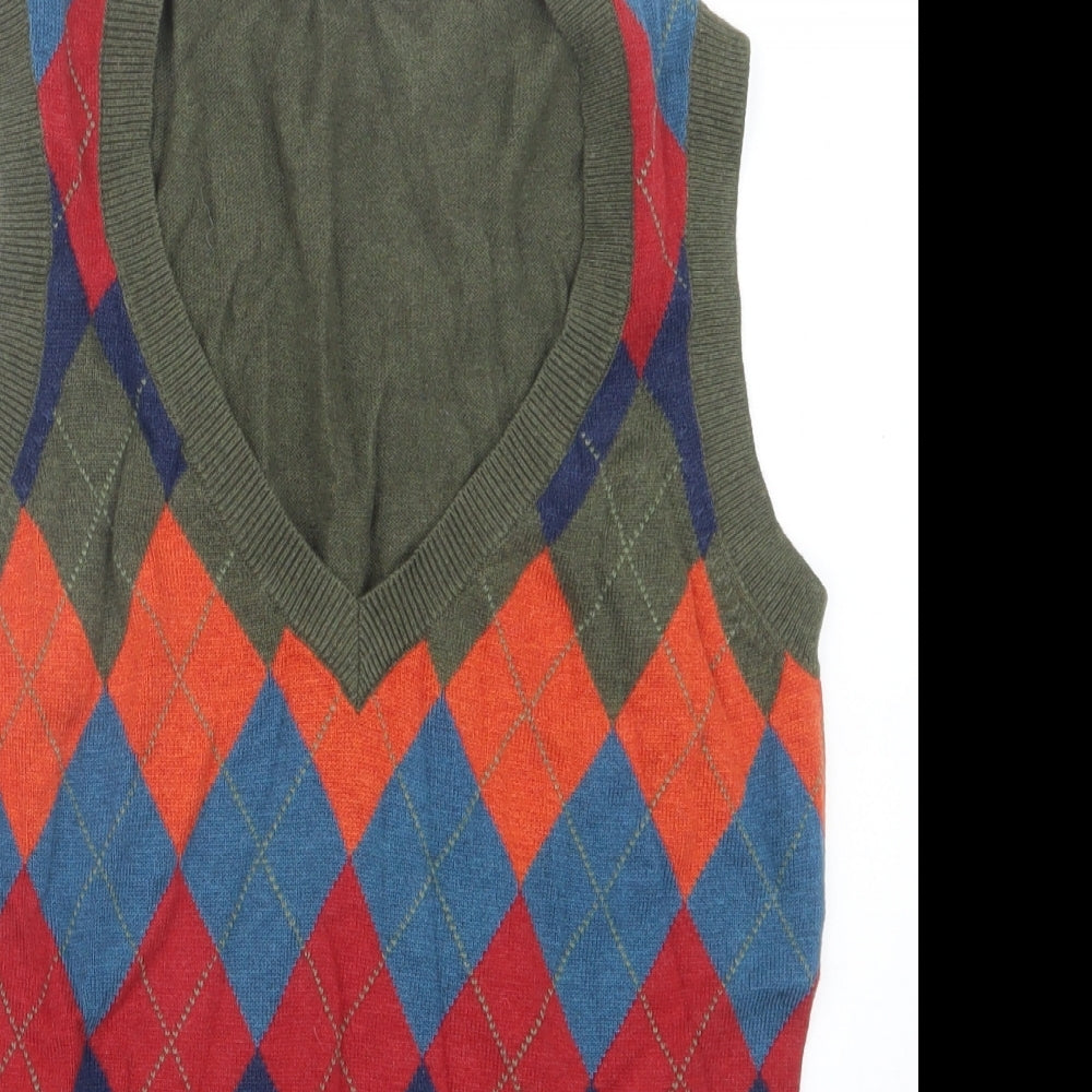 Oasis Womens Green Argyle/Diamond Knit Pullover Jumper Size 10