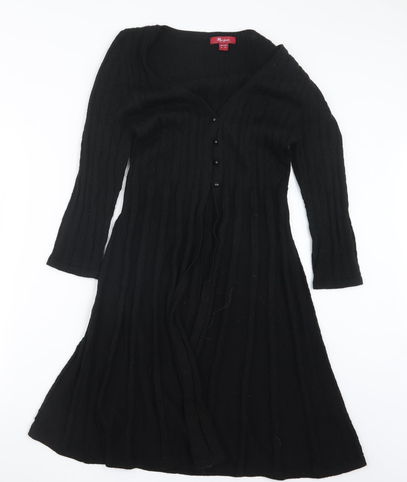 Monsoon Womens Black  Knit Cardigan Jumper Size 14