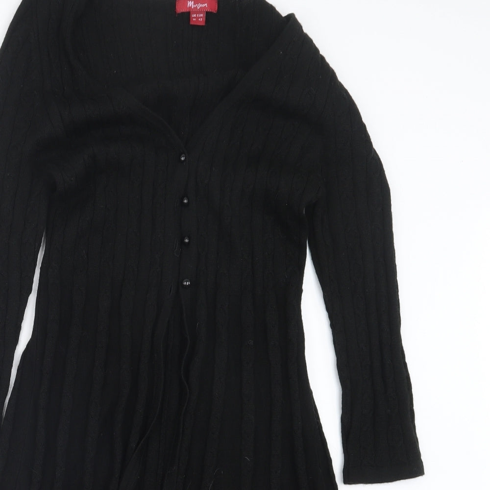 Monsoon Womens Black  Knit Cardigan Jumper Size 14