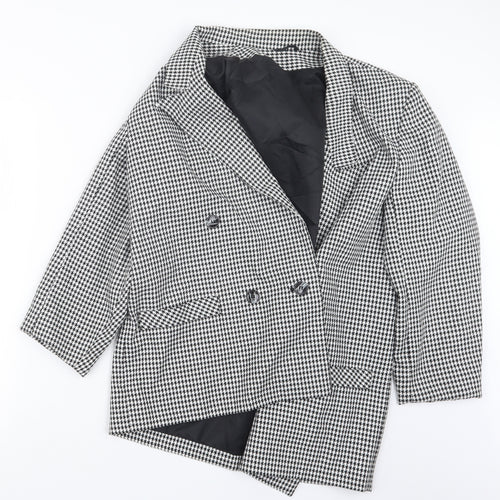 C&A Womens Black Houndstooth  Jacket Coat Size 14