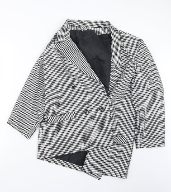 C&A Womens Black Houndstooth Jacket Coat Size 14