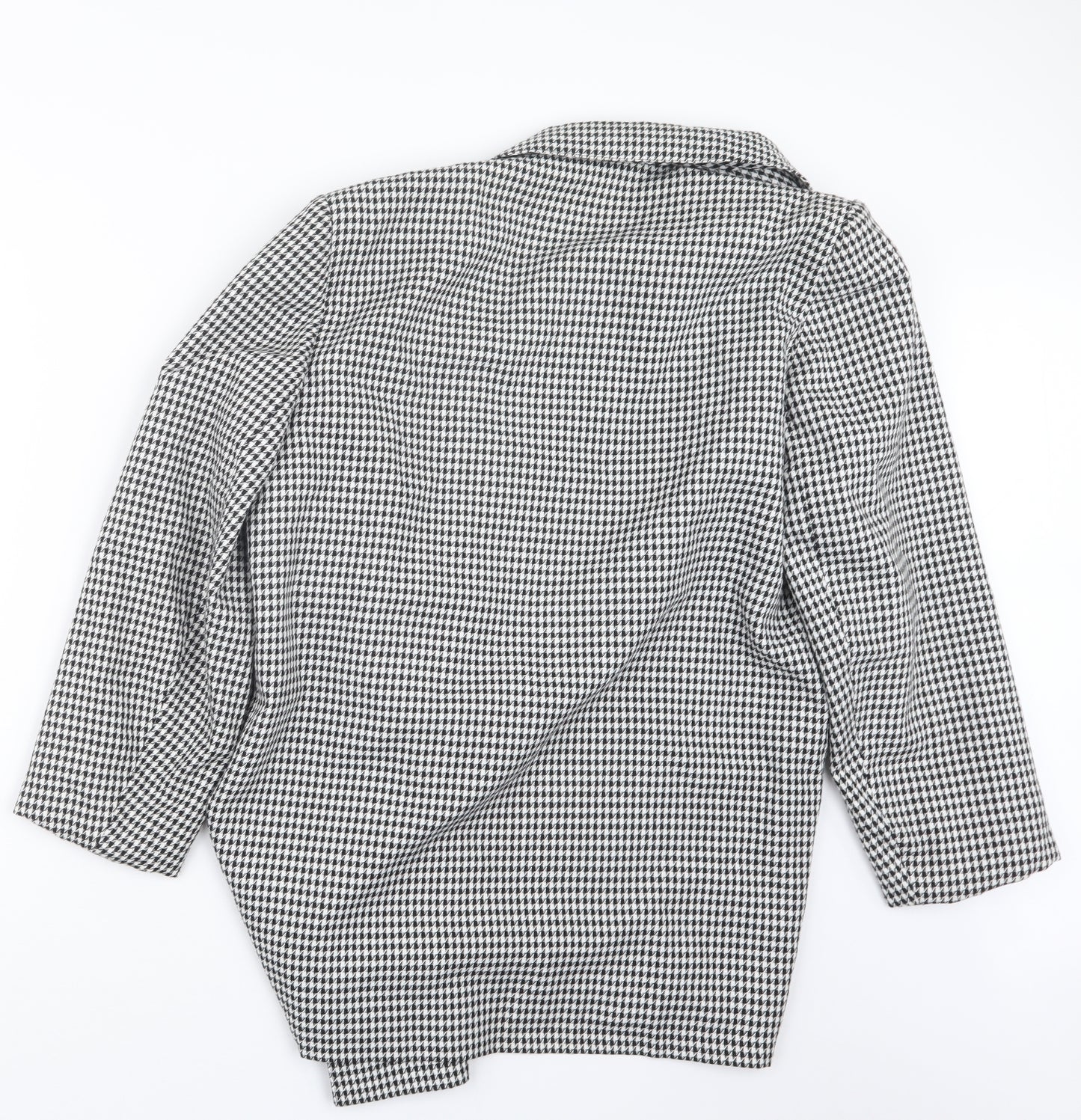 C&A Womens Black Houndstooth  Jacket Coat Size 14