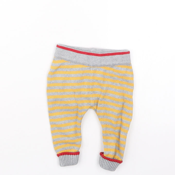 Monsoon Boys Yellow Striped Knit Capri Trousers Size 0-3 Months