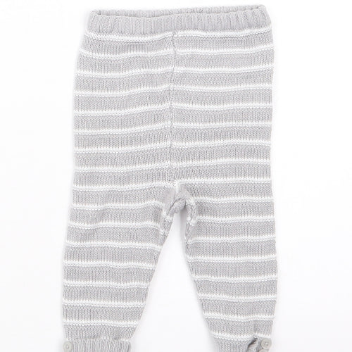 bonjour bebe Boys Grey Striped Knit Capri Trousers Size 0-3 Months