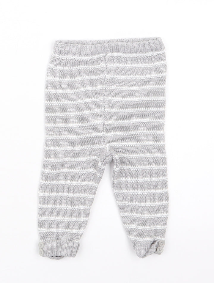 bonjour bebe Boys Grey Striped Knit Capri Trousers Size 0-3 Months