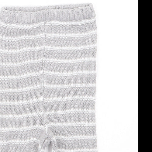bonjour bebe Boys Grey Striped Knit Capri Trousers Size 0-3 Months