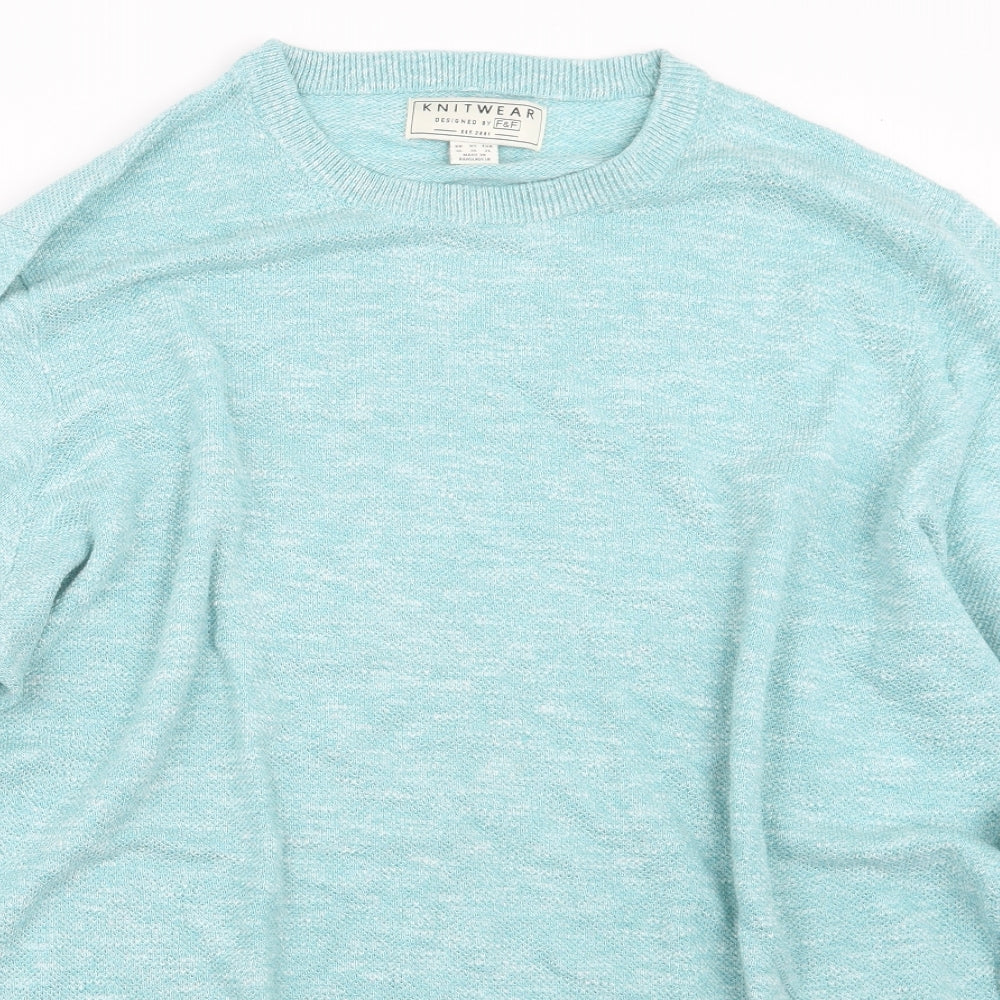 F&F Mens Blue  Knit Pullover Jumper Size XL
