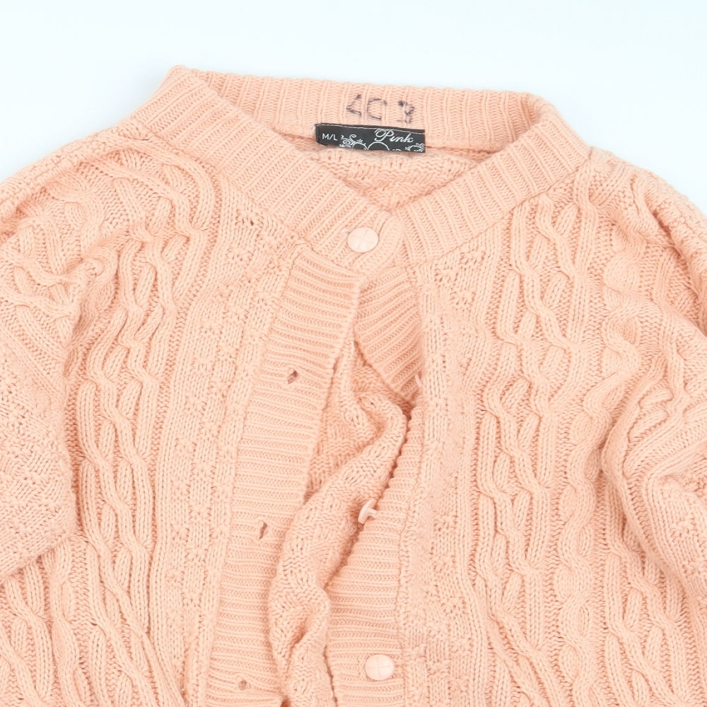 PINK Womens Pink  Knit Cardigan Jumper Size M
