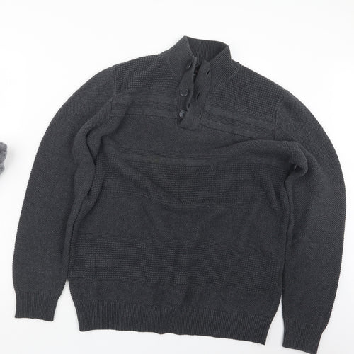 Harvey & Jones Mens Grey  Knit Pullover Jumper Size L