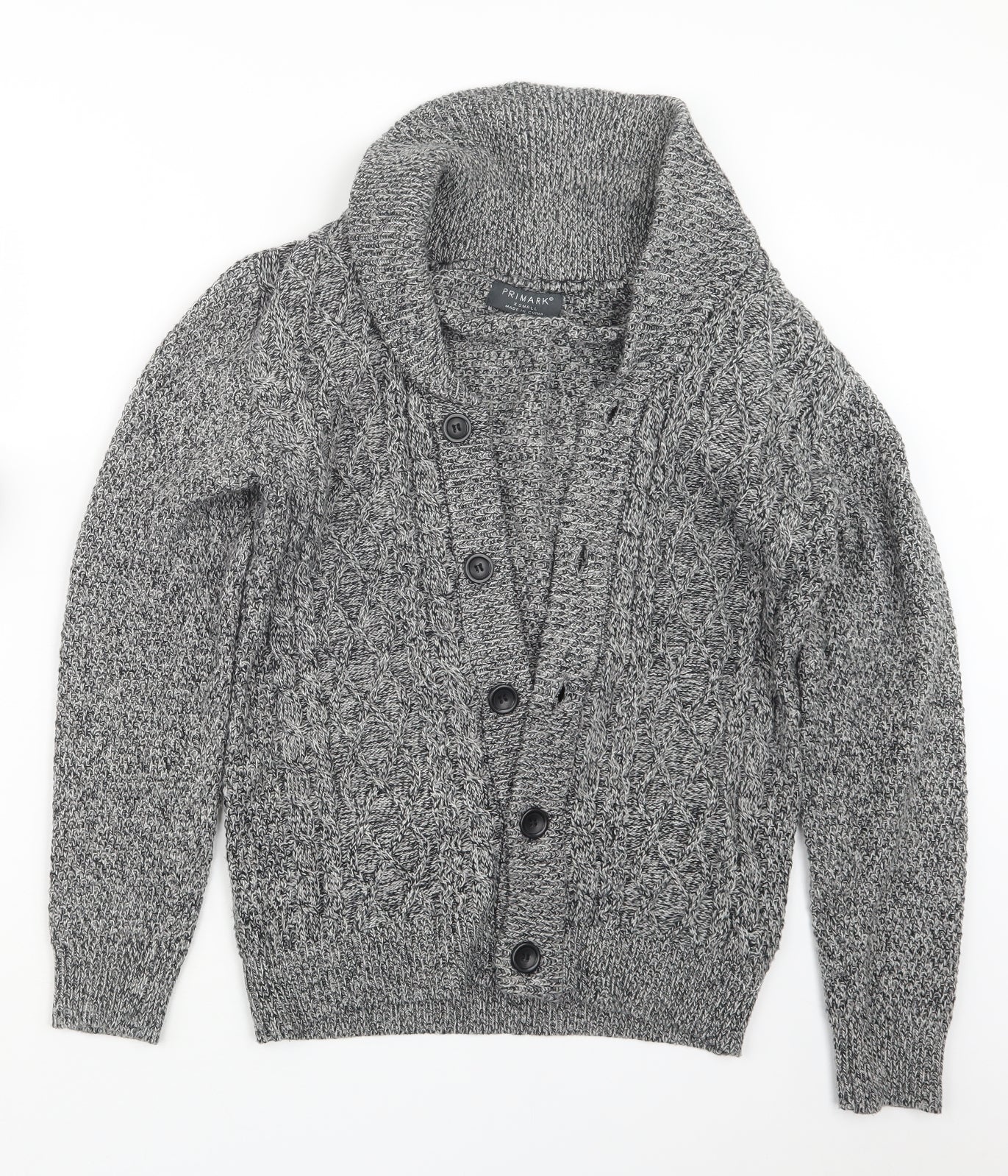 Primark Mens Grey  Knit Cardigan Jumper Size XS