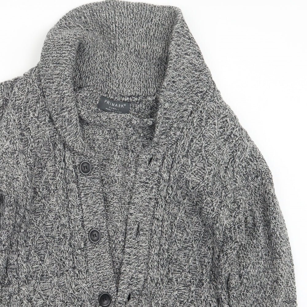 Primark Mens Grey  Knit Cardigan Jumper Size XS