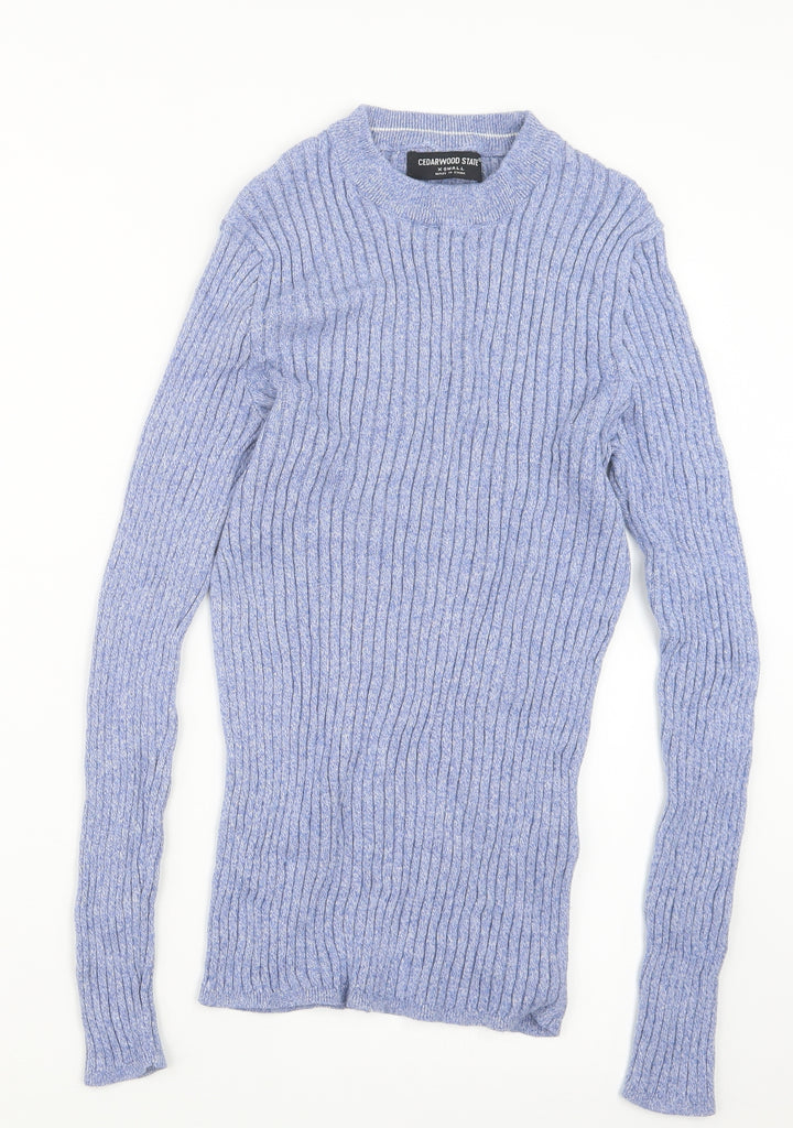 Cedar Wood State Mens Blue Knit Pullover Jumper Size XS