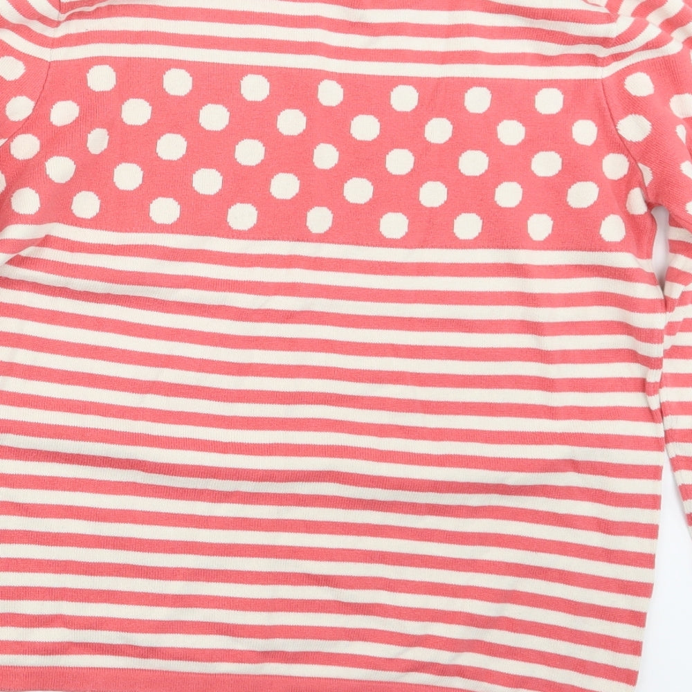 Dickins & Jones Womens Pink Striped Knit Pullover Jumper Size L