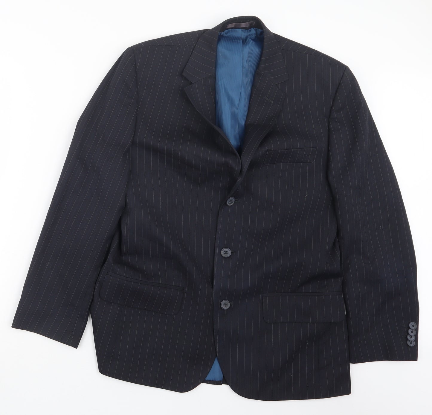 George Mens Black Striped  Jacket Suit Jacket Size 36