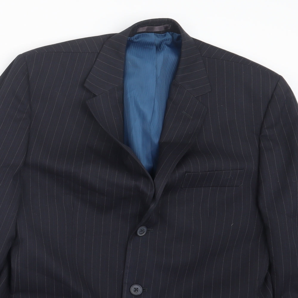 George Mens Black Striped  Jacket Suit Jacket Size 36