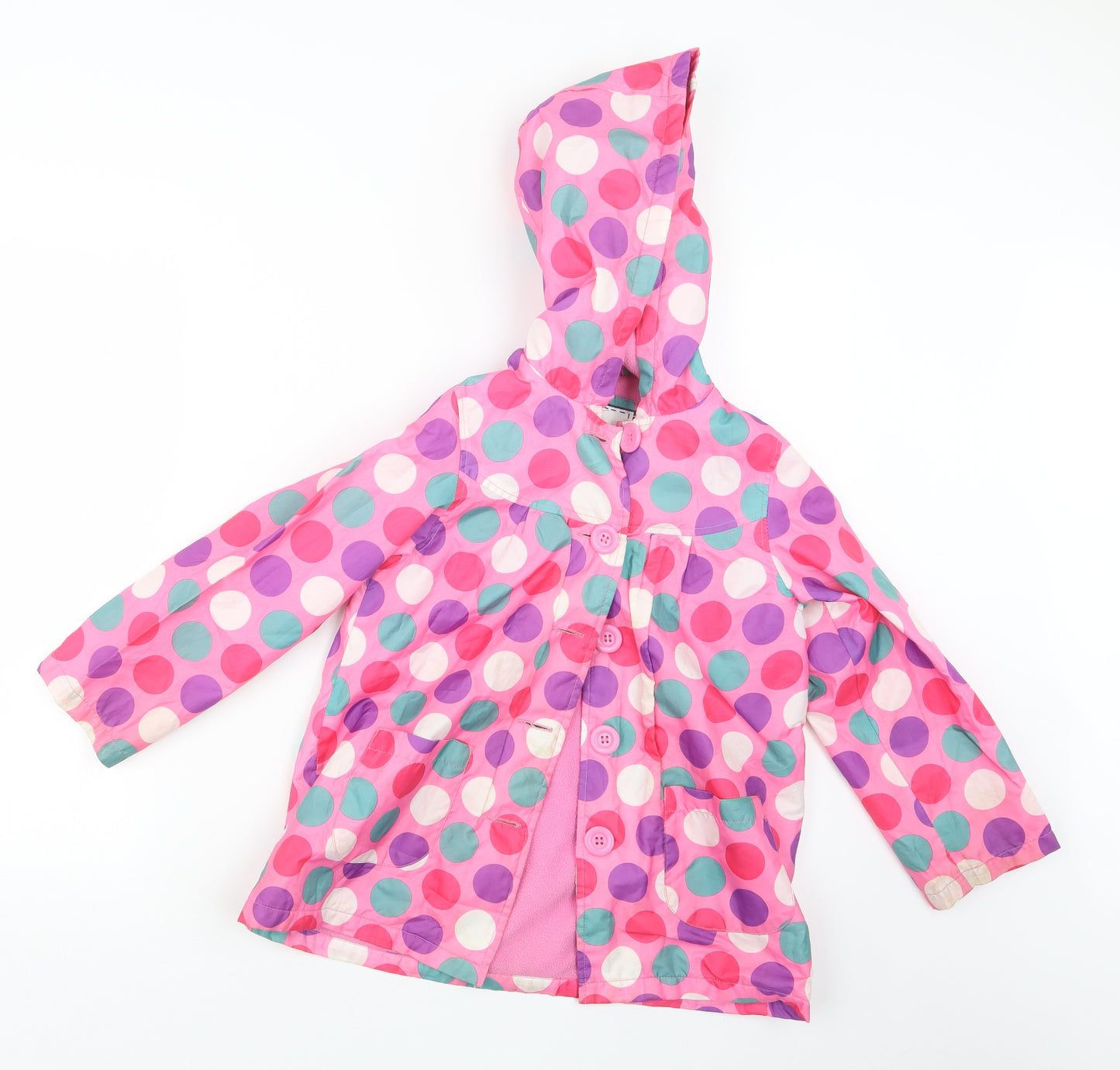 Mothercare Girls Pink Polka Dot  Jacket Coat Size 6-7 Years