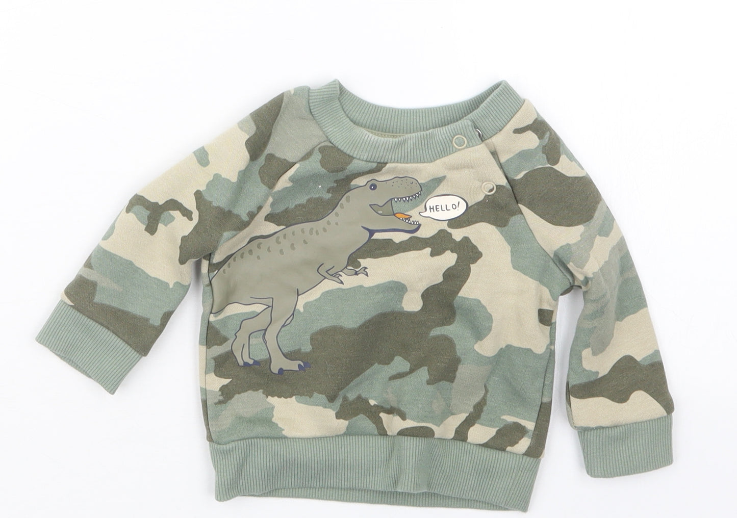 Primark Boys Green Camouflage  Pullover Jumper Size 0-3 Months