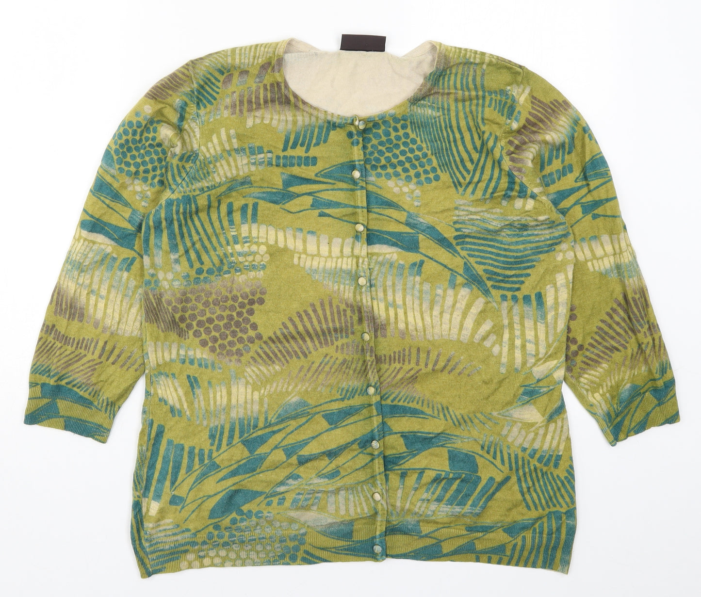 Principles Womens Green Geometric Knit Cardigan Jumper Size 18