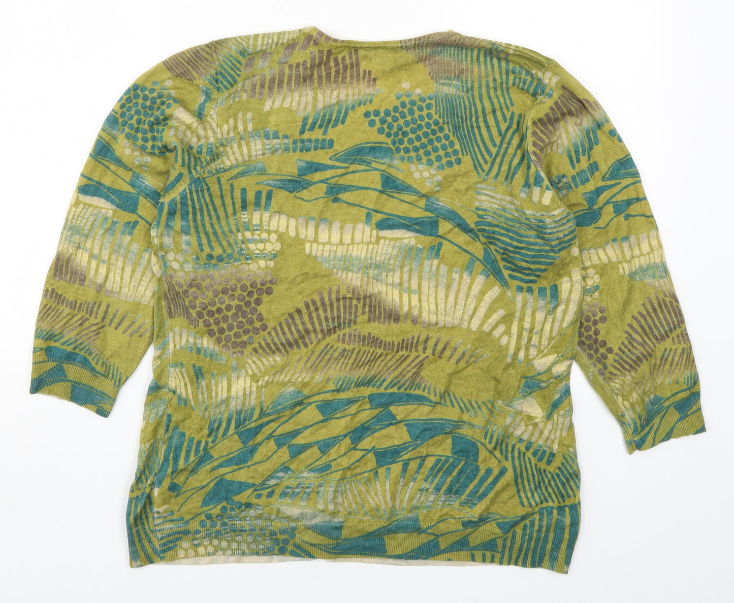 Principles Womens Green Geometric Knit Cardigan Jumper Size 18
