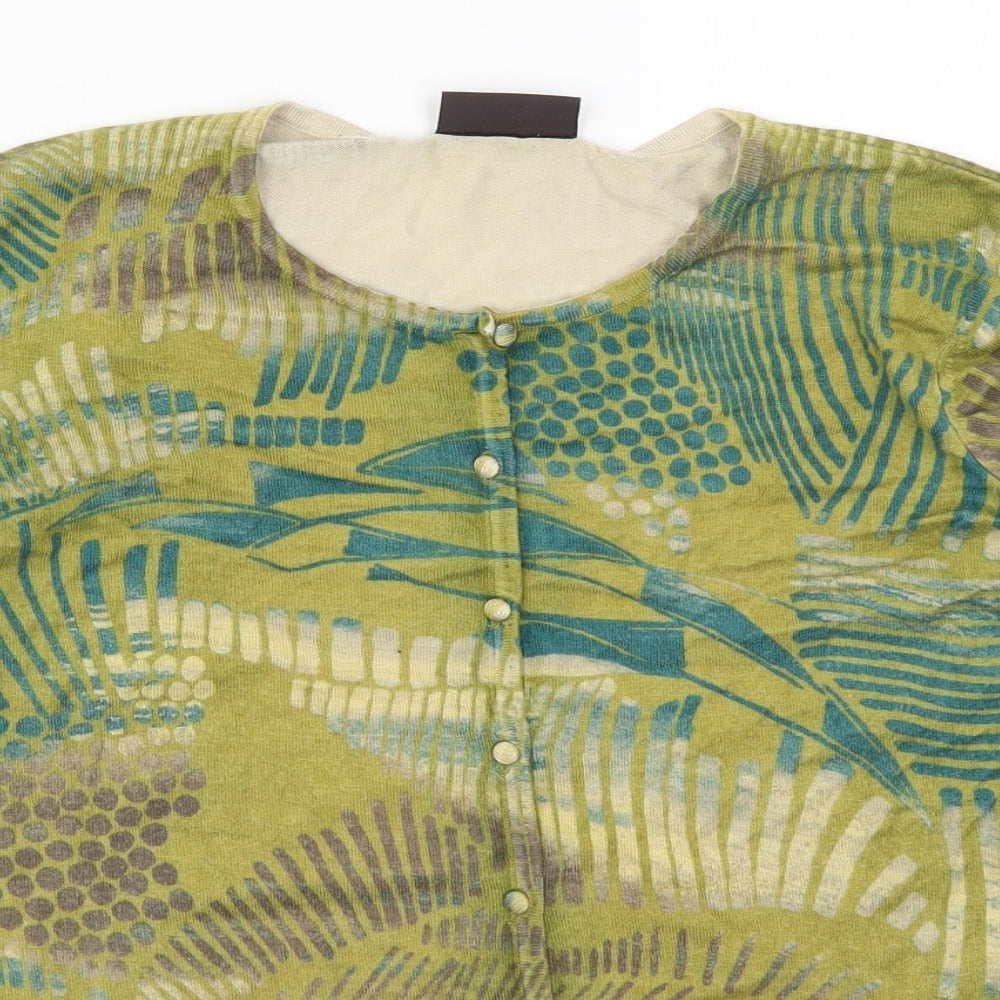 Principles Womens Green Geometric Knit Cardigan Jumper Size 18