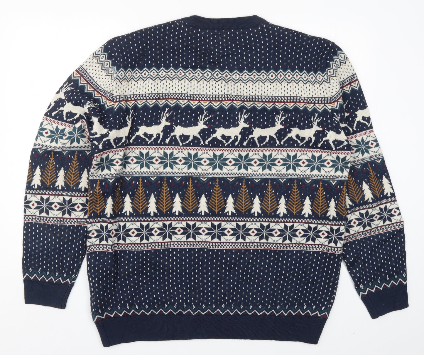 NEXT Mens Blue Geometric Knit Pullover Jumper Size XL  - Christmas