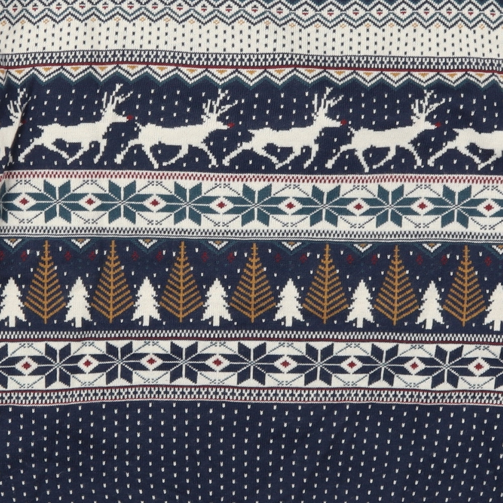 NEXT Mens Blue Geometric Knit Pullover Jumper Size XL  - Christmas