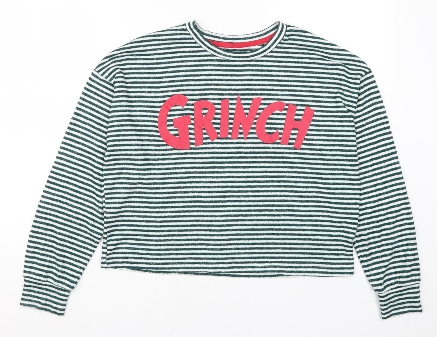 Primark Womens Green Striped  Top Pyjama Top Size 12  - Grinch