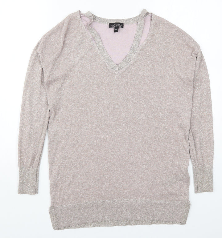 Topshop Womens Pink  Knit Pullover Jumper Size 6