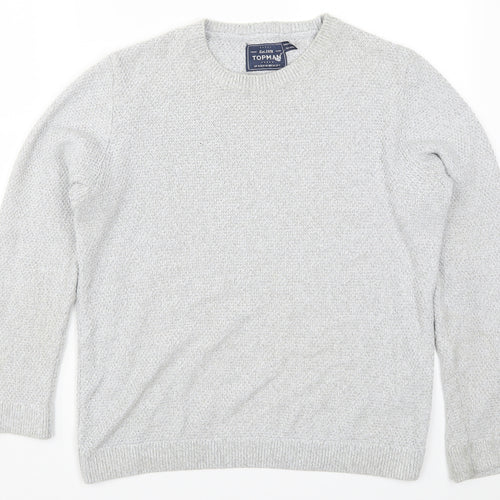 Topman Mens Grey  Knit Pullover Jumper Size S