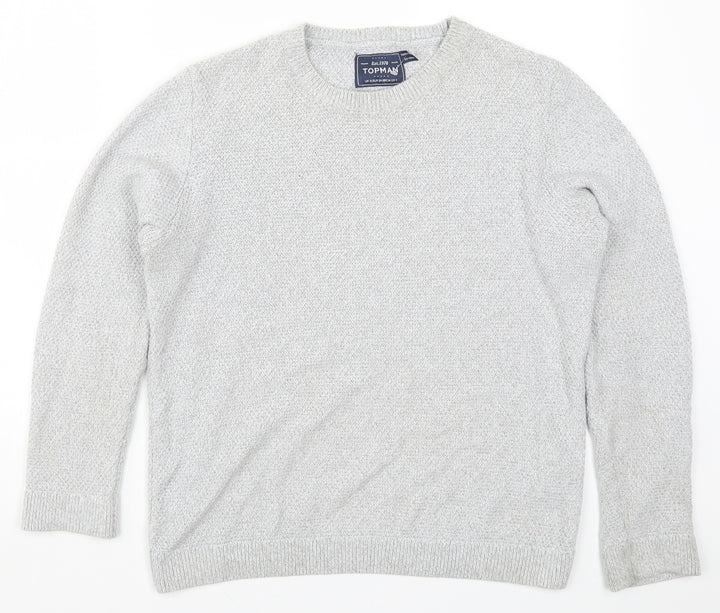 Topman Mens Grey Knit Pullover Jumper Size S