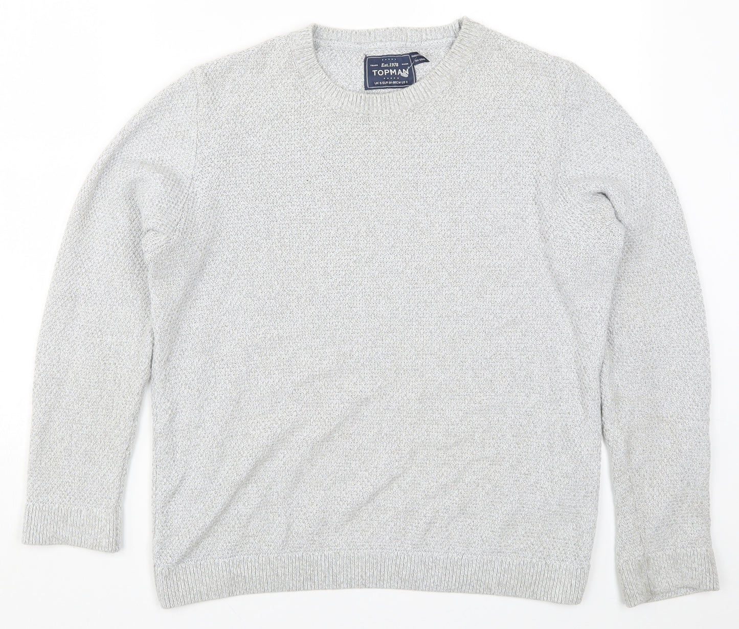 Topman Mens Grey  Knit Pullover Jumper Size S