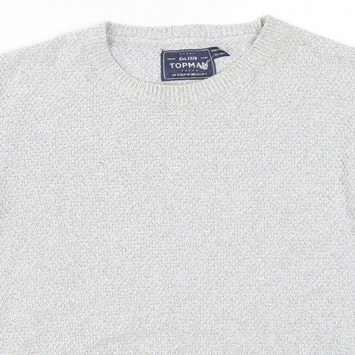 Topman Mens Grey  Knit Pullover Jumper Size S