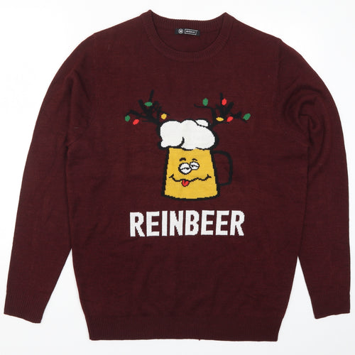 Avenue Mens Red  Knit Pullover Jumper Size M  - Reinbeer
