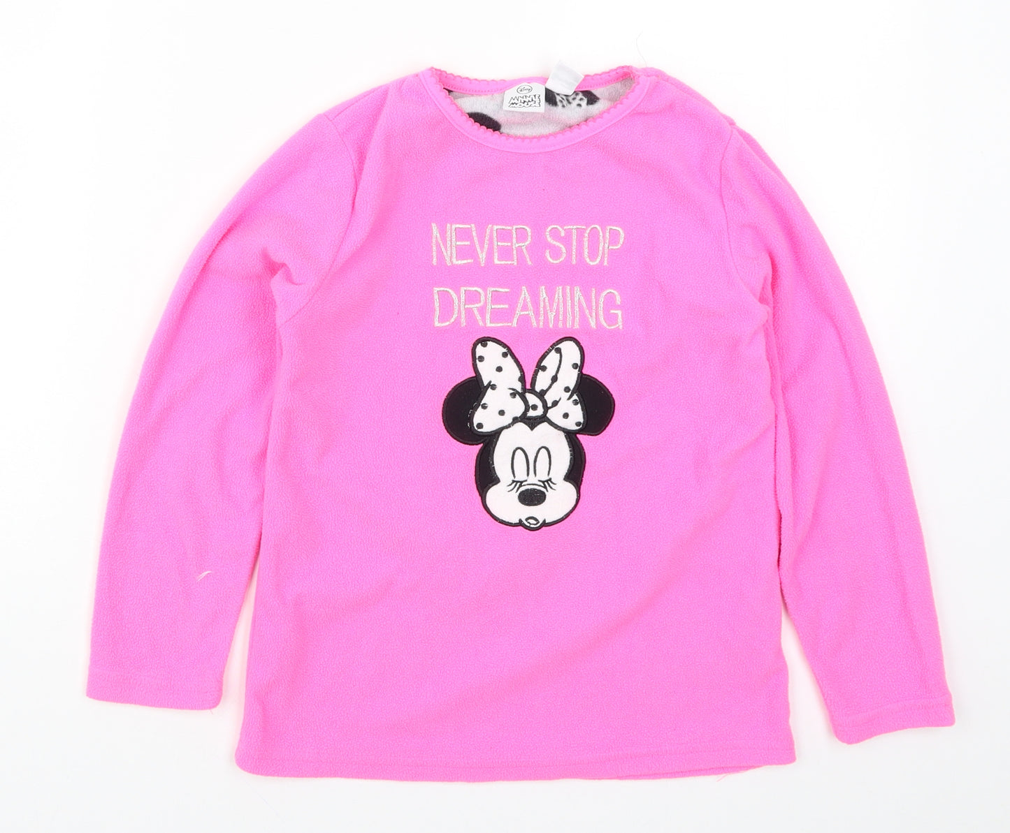 Primark Girls Pink Solid  Top Pyjama Top Size 8-9 Years  - Never Stop Dreaming Minnie Mouse