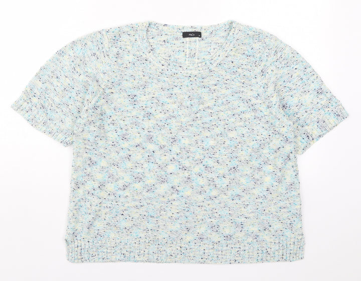 M&Co Womens Blue  Knit Pullover Jumper Size 18