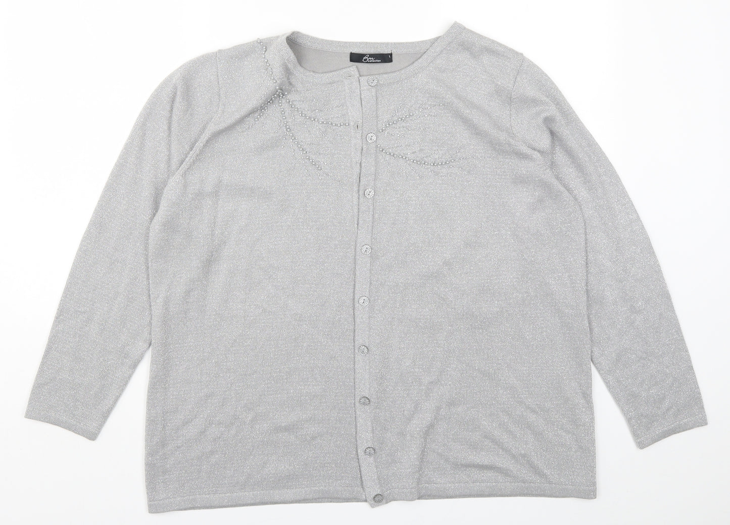 Bonmarché Womens Silver  Knit Cardigan Jumper Size L