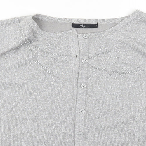 Bonmarché Womens Silver  Knit Cardigan Jumper Size L